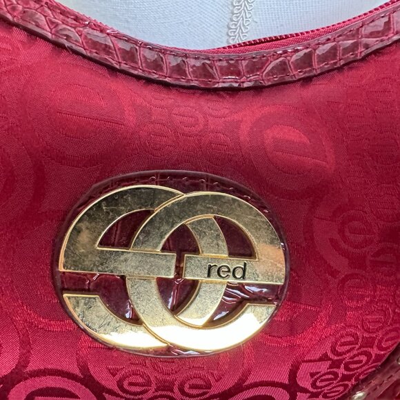 Cute Red Shoulder Bag Croc Style Fabric - Picture 3 of 13